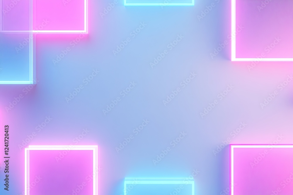 vibrant pattern of abstract squares with edges each glowing in vibrant neon colors under soft light vibrant pattern of abstract squares with edges each glowing in vibrant neon colors under soft light