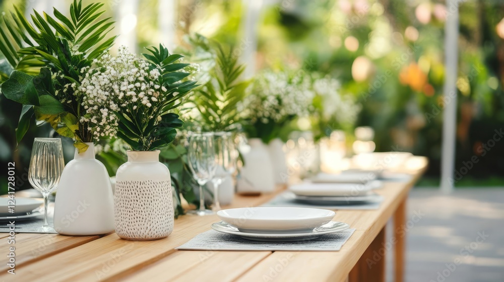 Greenhouse wedding setup with natural lighting and botanical decor Greenhouse wedding setup with natural lighting and botanical decor