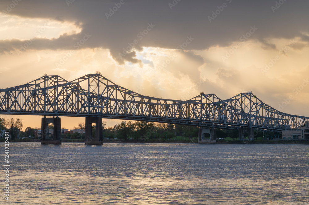 Natchez–Vidalia Bridge over the Mississippi River. Seen from Natchez Mississippi Natchez–Vidalia Bridge over the Mississippi River. Seen from Natchez Mississippi