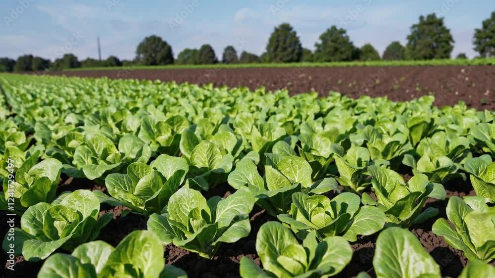 close-up of a thriving lettuce field bathed in warm daylight. close-up of a thriving lettuce field bathed in warm daylight.