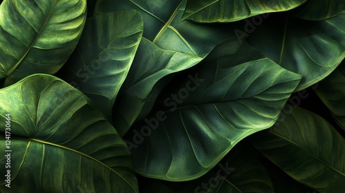 A close up of green leaves with a wet look