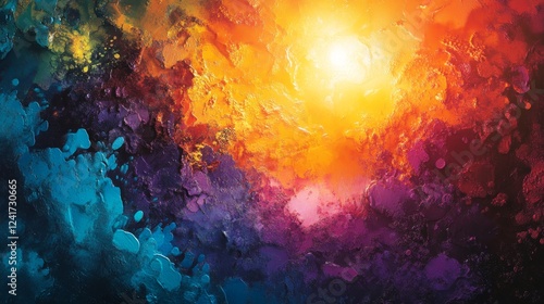 Wallpaper Mural A painting of a colorful sky with a sun in the middle Torontodigital.ca