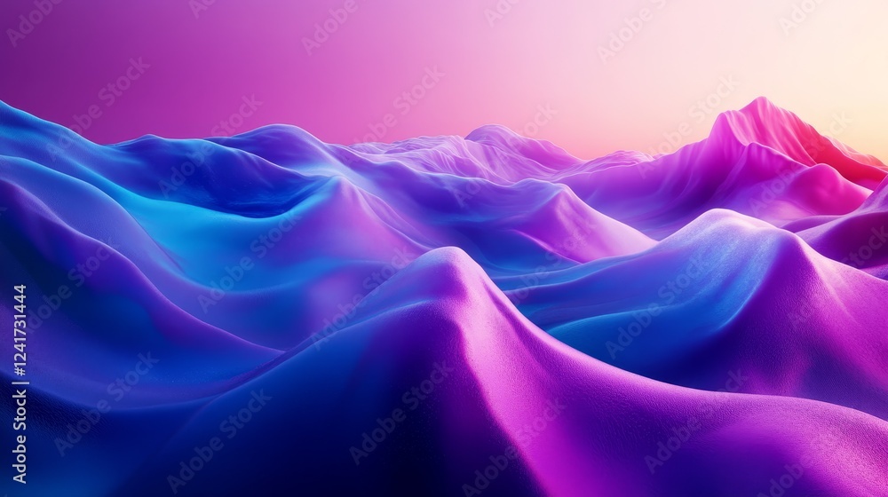 Obraz premium A beautiful, colorful, and surreal landscape with mountains and waves