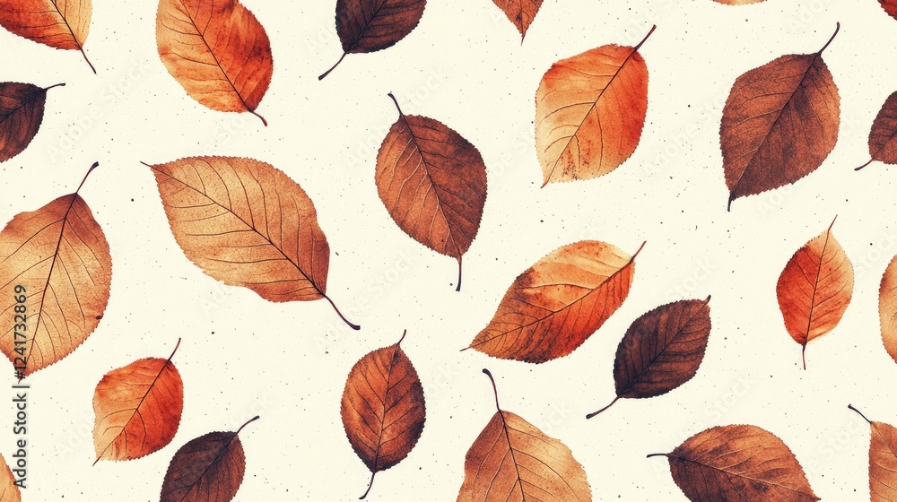 Obraz premium Autumn leaves scattered pattern, fall design, textured background, website design element