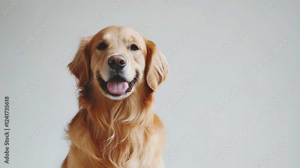 A happy golden retriever with its tongue out A happy golden retriever with its tongue out