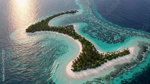 aerial panorama of the breathtaking Baa Atoll in the Maldives, 
