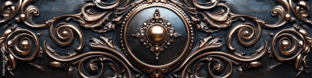 Naklejka premium A detailed view of an ornate metal piece with intricate designs