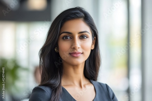 A woman with a black top looks straight into the camera, making eye contact Free Download A woman with a black top looks straight into the camera, making eye contact - GFXLoad