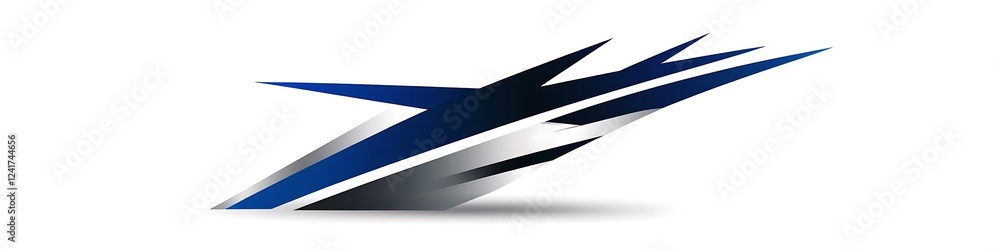 Modern logo featuring sharp blue and silver lines converging in a triangle shape on a white background Modern logo featuring sharp blue and silver lines converging in a triangle shape on a white background