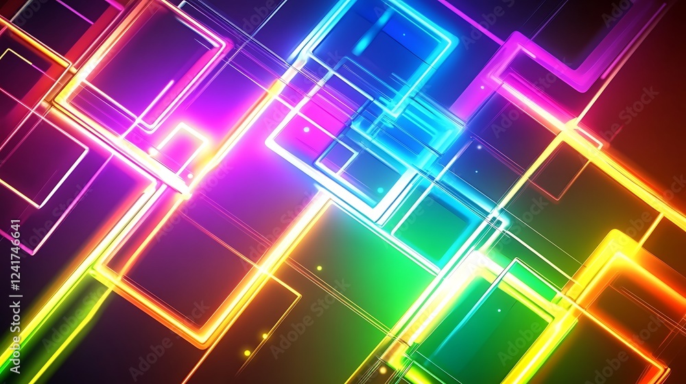 Abstract Neon Squares Colorful Geometric Design Abstract Neon Squares Colorful Geometric Design