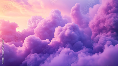 Fototapeta Naklejka Na Ścianę i Meble -  The sky is filled with fluffy purple clouds