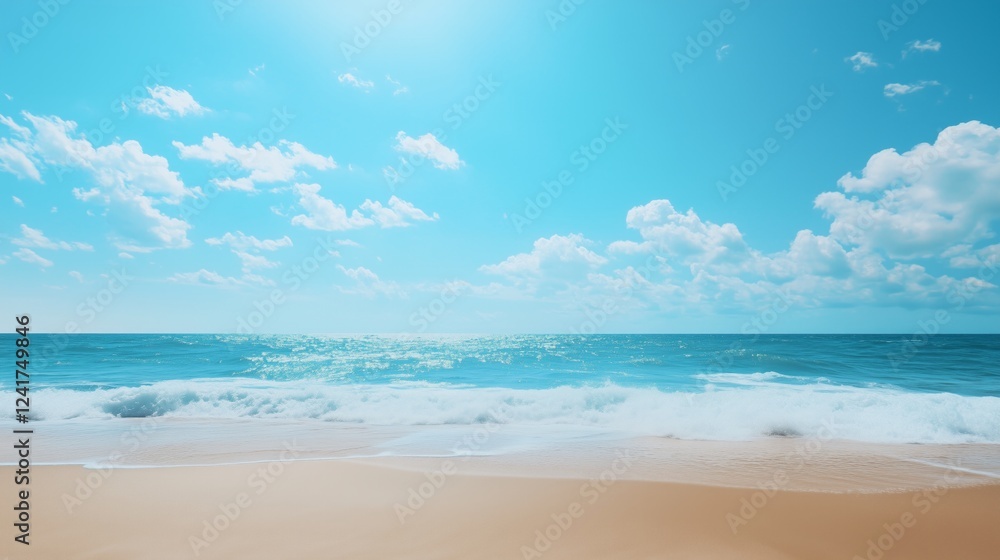 Tranquil ocean waves on a sunny day at sandy beach Tranquil ocean waves on a sunny day at sandy beach