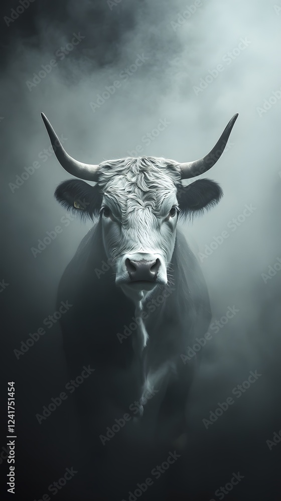 Naklejka premium A highland cow with long, shaggy hair and large horns