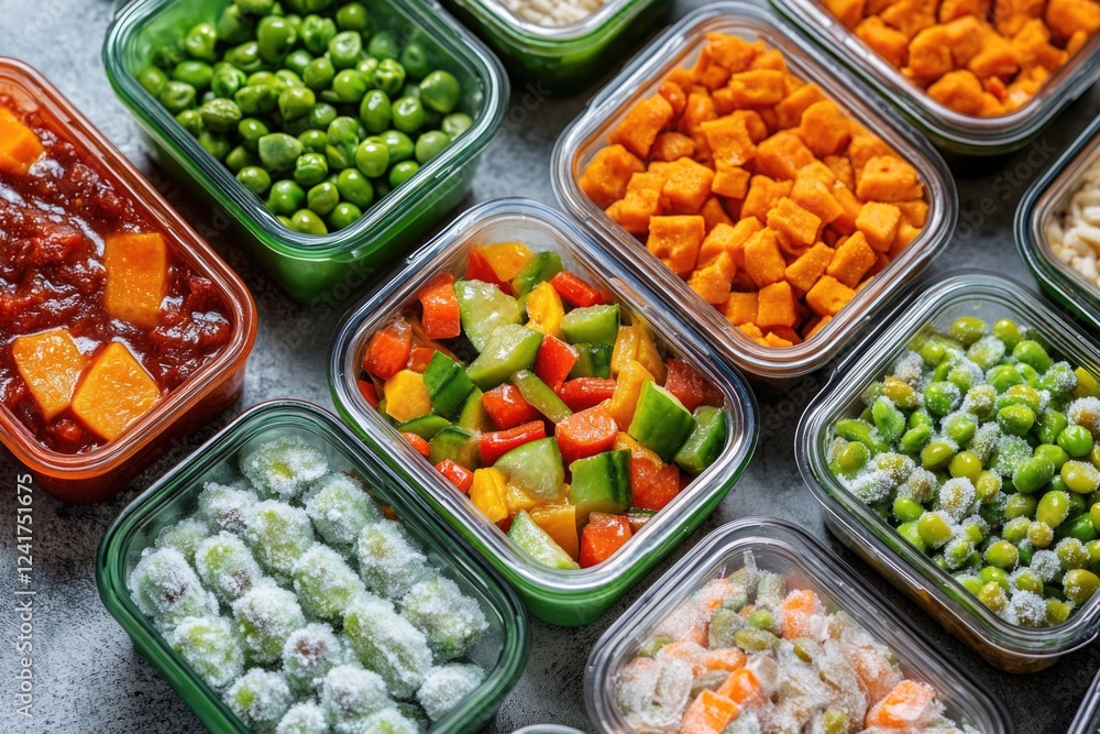 Assorted food containers on table, ideal for stock photos, editorial, or commercial use Assorted food containers on table, ideal for stock photos, editorial, or commercial use