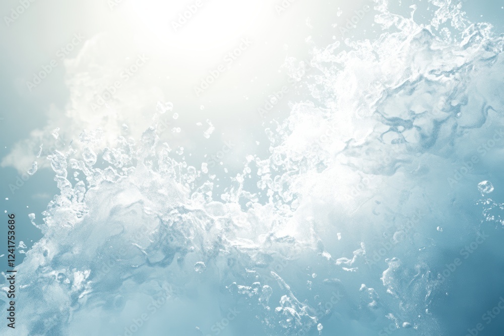 Fototapeta premium A vibrant sunlit splash of sparkling water beautifully captures the true essence of summer, evoking delightful feelings of joy and peaceful relaxation on a lovely warm day spent outdoors