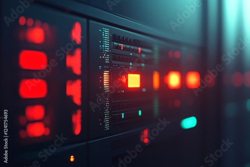 Detailed close-up captures vital components of a network time protocol server, showcasing its role in global internet timekeeping against a digital backdrop