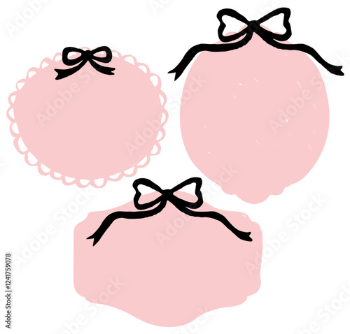 vintage minimalist valentine's day frames with bows pink and black simple cute coquette post graphics clipart