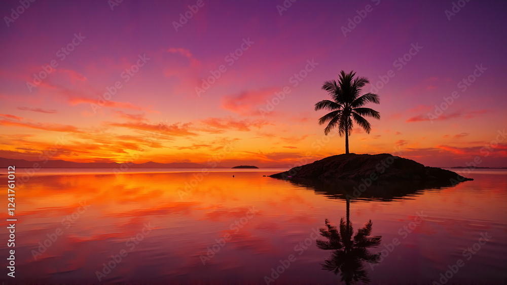 Sunset Island Reflection for travel blogs, nature websites, desktop wallpapers Sunset Island Reflection for travel blogs, nature websites, desktop wallpapers