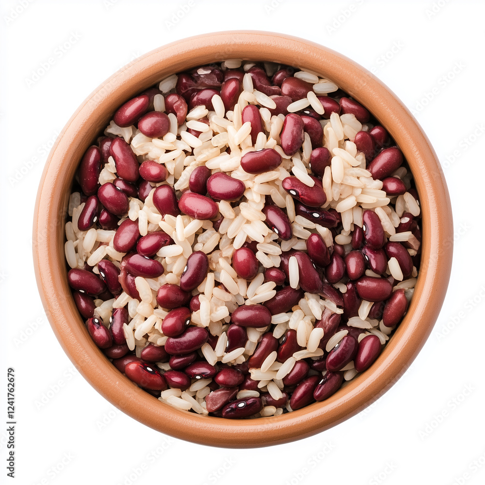 Earthenware of Red Beans And Rice, Earthenware, top view, stock photo, isolated on white, photorealistic food Earthenware of Red Beans And Rice, Earthenware, top view, stock photo, isolated on white, photorealistic food