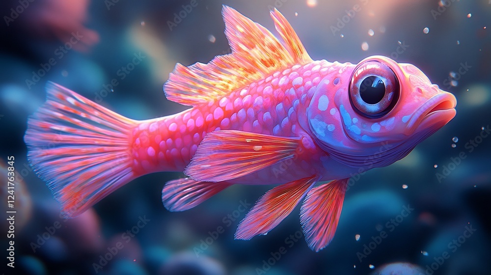 Pink fish swimming, ocean background, underwater scene, aquarium use Pink fish swimming, ocean background, underwater scene, aquarium use