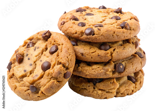chocolate chip cookies on white background