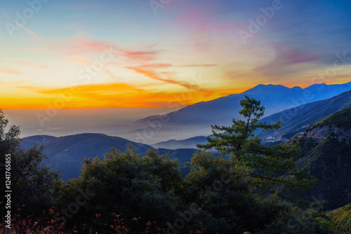 Sunset Over San Bernardino Mountains in Rimforest, California
