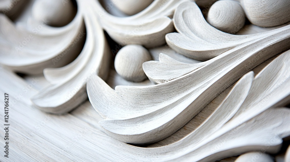 A close-up of wooden sculpture with veneer surface A close-up of wooden sculpture with veneer surface