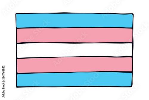 Colorful Transgender pride flag Happy pride day LGBTQ community Pride Month Vector hand drawn doodle for posters, stickers, logo, cards