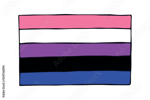 Colorful Gender fluid pride flag Happy pride day LGBTQ community Pride Month Vector hand drawn doodle for posters, stickers, logo, cards