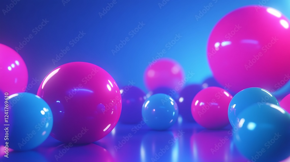 Glossy Pink and Blue Spheres Abstract Background Glossy Pink and Blue Spheres Abstract Background