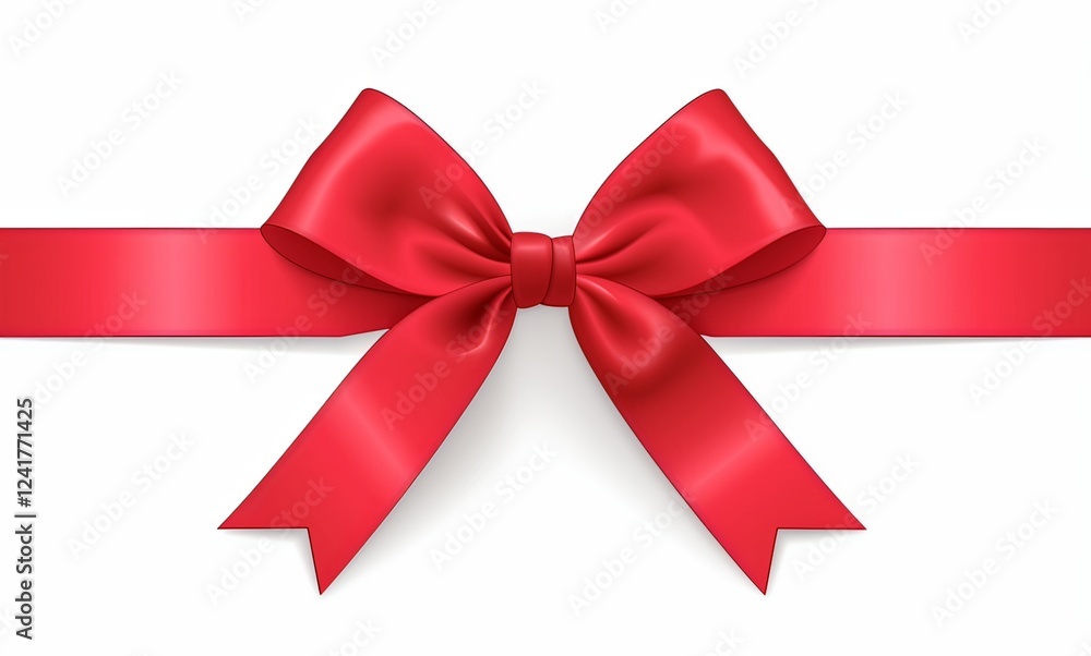 Fototapeta premium a red ribbon with a bow on a white background
