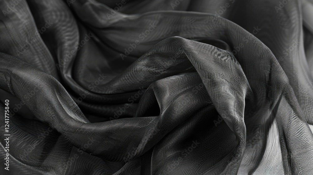 Obraz premium Soft, flowing abstract background of black fabric, delicate texture, artistic fabric concept.