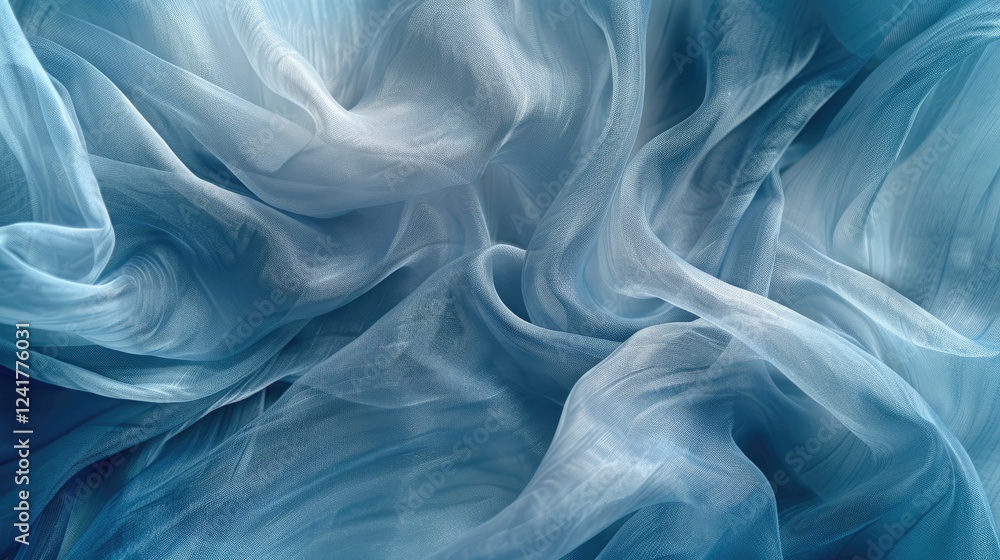 Obraz premium Soft, flowing abstract background of blue fabric, delicate texture, artistic concept of fabric.