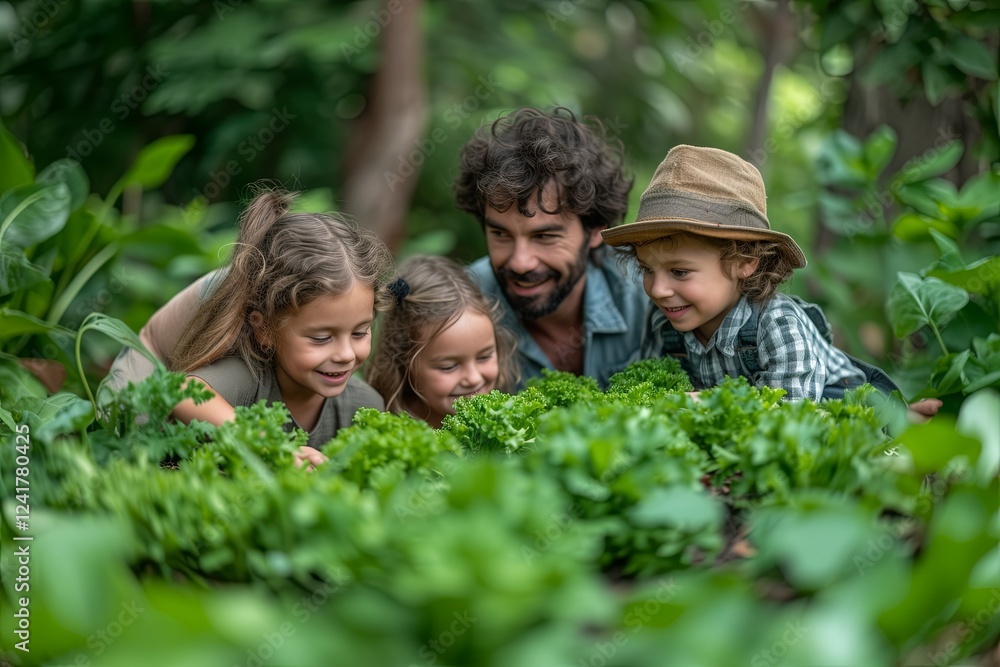 Fototapeta premium Family Enjoying Gardening Time Outdoors
