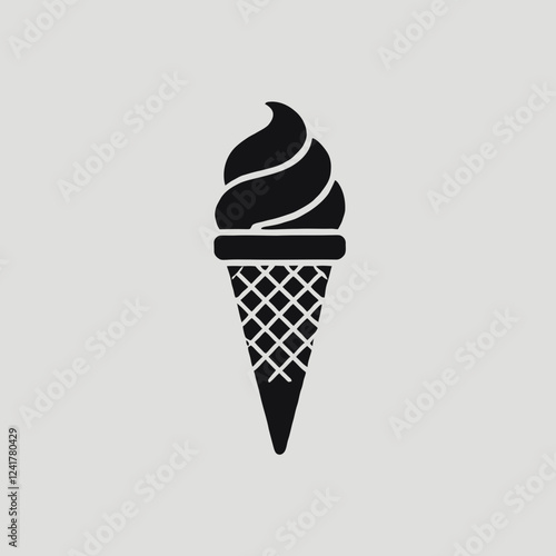 Ice Cream Cone Silhouette in black on a white background
