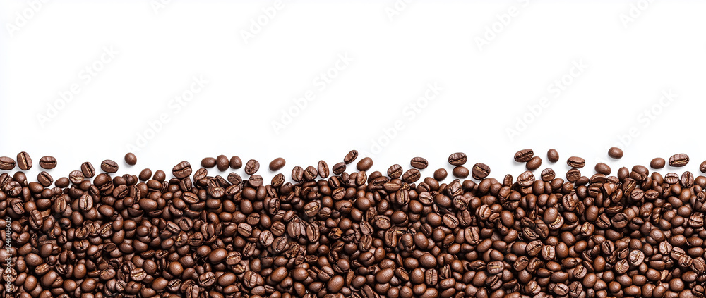 Coffee beans banner on a white background. Space for text. Coffee beans banner on a white background. Space for text.
