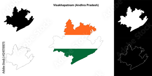 Visakhapatnam district (Andhra Pradesh) blank outline map set