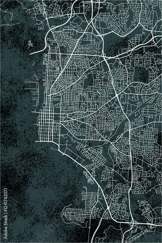 Columbus vector minimalist street map American city on grunge dark background. Georgia. USA