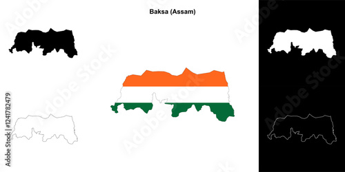 Baksa district (Assam) blank outline map set