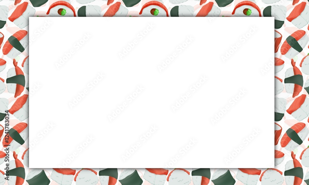 Fototapeta premium sushi background. presentation and powerpoint design concept with typography space area. traditional asian food, japan culinary, plating , and seafood themes