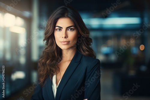 Wallpaper Mural Portrait of a businesswoman standing in a modern office building, exuding confidence and professionalism Torontodigital.ca