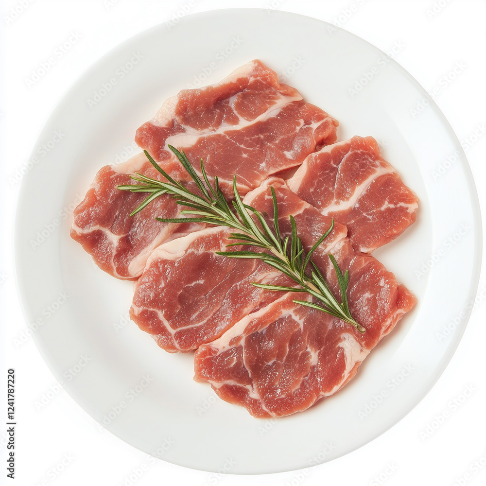 Porcelain of Veal Oscar, Bone China, top view, stock photo, isolated on white, food photography Porcelain of Veal Oscar, Bone China, top view, stock photo, isolated on white, food photography