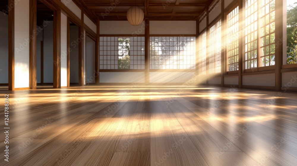 Large room with wooden floors and a lot of windows Large room with wooden floors and a lot of windows