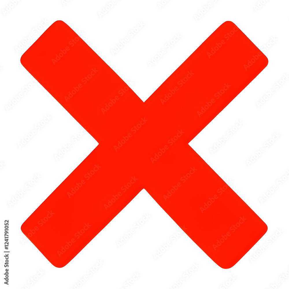 Bold Red 'X' Symbol Centered On Transparent Background Bold Red 'X' Symbol Centered On Transparent Background