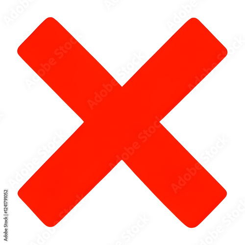 Bold Red 'X' Symbol Centered On Transparent Background