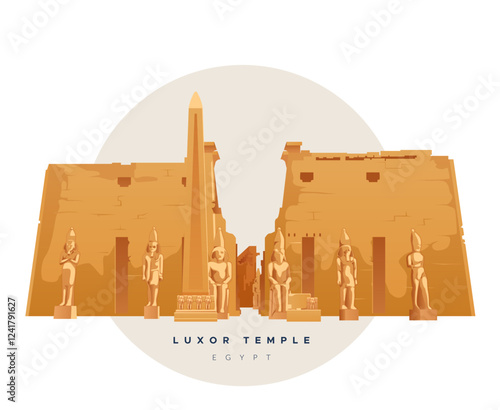 A large Ancient Egyptian temple complex - Luxor Temple - Stock Illustration
