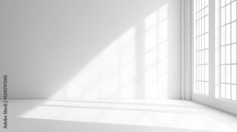 Obraz premium Minimalistic white background with geometric light effects