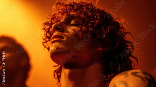 Wallpaper Mural This striking portrait of a young man with curls, illuminated by warm light, evokes a sense of drama and intensity, highlighting the depth of human emotion in visual storytelling. Torontodigital.ca