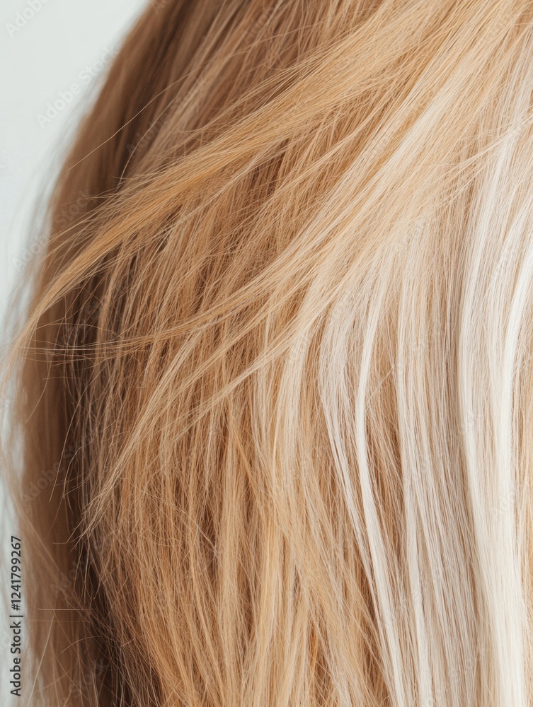 Fototapeta premium Comparison of damaged dull hair versus shiny healthy hair strands showcasing the differences in texture and appearance. Generative AI