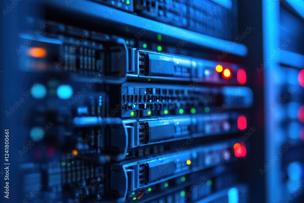 Fototapeta premium Row of servers in a data center or IT facility